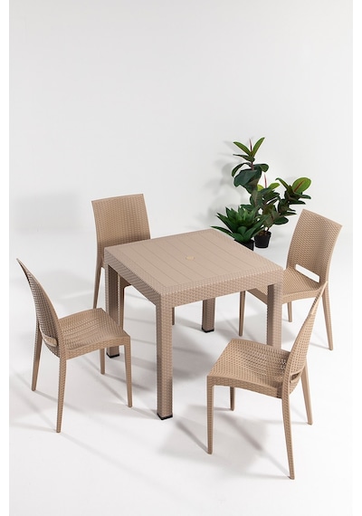 Cappucino Rattan Masa Takımı Krem