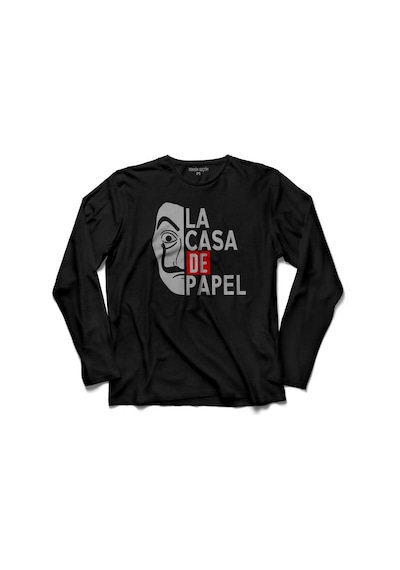 La Casa De Papel Lacasa Half Face Yarım Yüz Uzun Kollu Tişört (512971906)