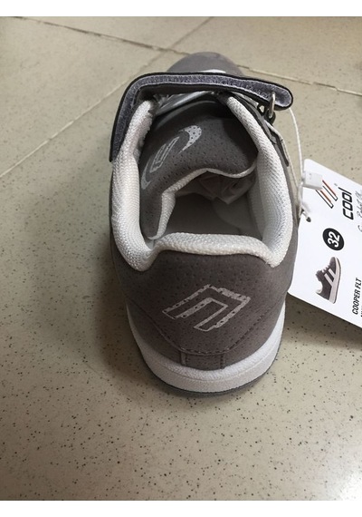 Cool Cooper Çocuk Bantlı Cilt Sneaker Spor Ayakkabı Nubuk Gri SİYAH-BEYAZ