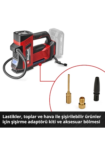 Einhell CE-CC 18/23 D Li, Akülü Oto Hava Kompresörü Seti (2,5 Ah Akü ve Şarj Cihazı Dahildir)