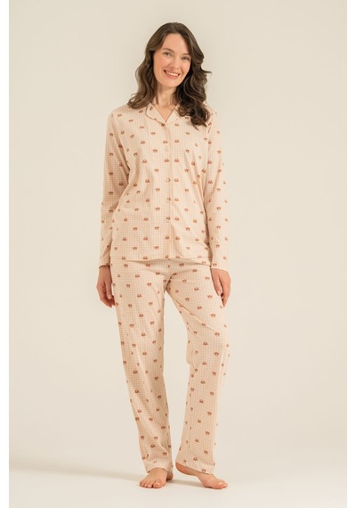 Rolypoly Anne Kız Cute Bears Krem Gömlek Pijama Takımı Rp3917-a-v1 Rp3917-a-v1