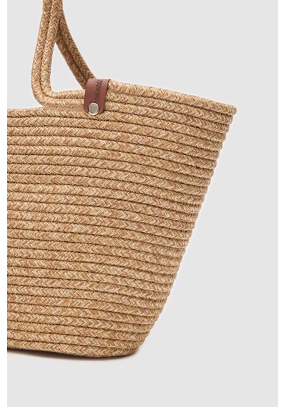 Shule Bags Dorena Handmade Hasır Omuz Çantası Vizon Vizon