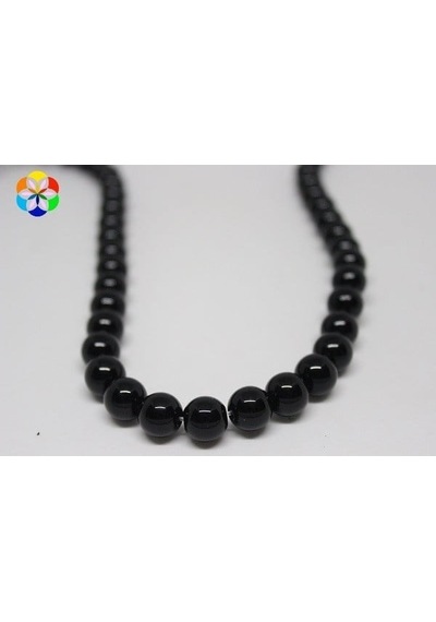 Yasam Tohumu Onix Oniks Taşı Parlak Yarım Dizi 10 MM 18 CM Çok Renkli
