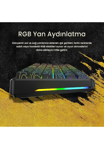 Aula F87 Pro Mekanik Rgb Tkl Kayhua İntelligent Switch Kablosuz Makrolu Hot Swap Klavye Desenli Siyah