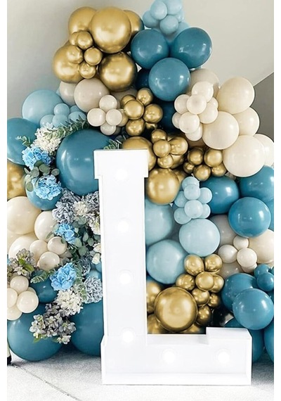 Beysüs Krom Gold Derin Okyanus Fırtına Mavisi Ve Sütlü Kahve Balon Zinciri 60 Adet Standart