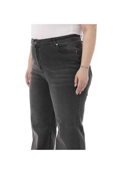 Disentis Büyük Beden Yüksek Bel İspanyol Paça Antrasit Denim Pantolon-antrasit Antrasit