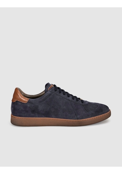 Cabani Hakiki Dana Deri Laci Süet Erkek Sneaker Ayakkabı Lacivert