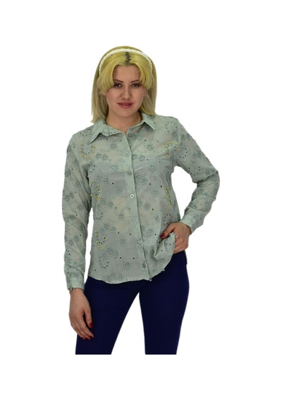 Kadın Brodeli Taşlı Bluz Bgl-st03720 001