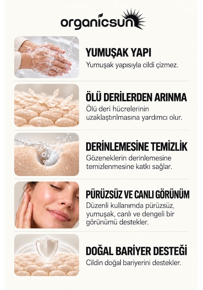 Organicsun Çankırı Tuz Sabunu 120 Gr X 3 Adet Köpüren Formül - Zengin Doğal Mineralli Kaya Tuzu Sabunu