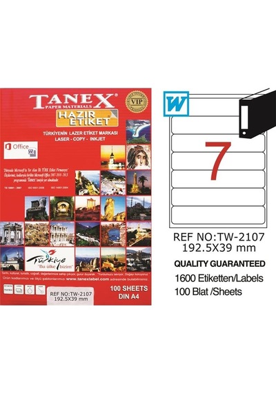 Tanex Tw-2107 192.5Mmx39Mm Etiket 100 Tabaka