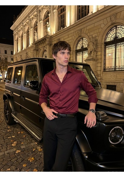 Baselco Elegance Pamuk Saten Slim Fit Gömlek Tycf089711362430754e40e08 Bordo