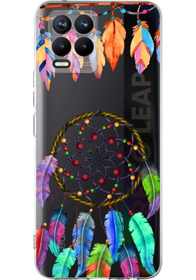 Realme 8 İle Uyumlu 1mm Slim Fit Nazar Boncuğu 6 Baskılı Şeffaf Kılıf Şeffaf