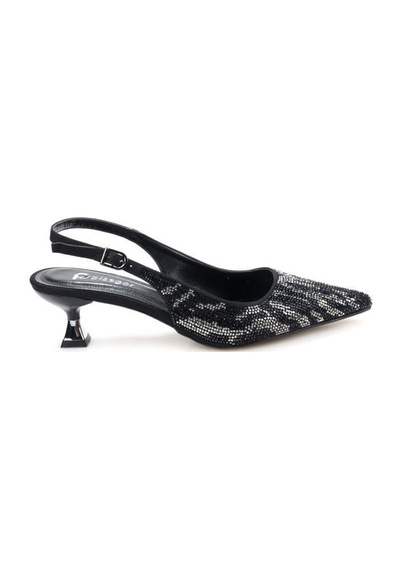 Pisagor Ps-32370 Kadın 4 Cm Arkası Açık Taşlı Abiye Stiletto Ayakkabı siyah