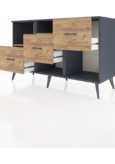 Kronos Konsol 2 Raflı 3 Çekmeceli 132x59x83 Antrasit-çam/çam Çam/çam Kronos Konsol 2 Raflı 3 Çekmeceli 132x59x83 Antrasit-çam/çam Çam/çam