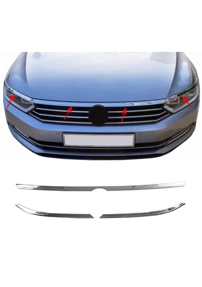 Vw Passat B8 2014-2019 Arası Krom Ön Far Kaput Çıta 3 Prç P.çelik