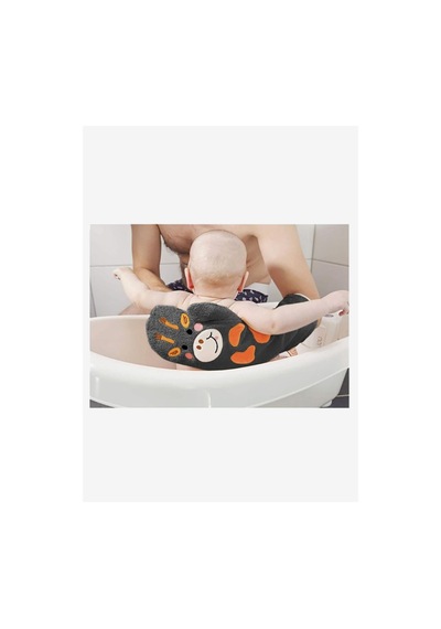 Bebek Banyo Eldiveni Ve Kesesi Seti - Oeko-tex Sertifikalı Pamuklu Yumuşak Peluş Bebek Lifi Gri Gri