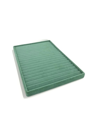 Yerli Üretim Madrid Model Süet Kumaş Yeşil Renk 34/24 Cm Kademeli Çekmece Ici Bileklik-kolye Standı Çok Renkli
