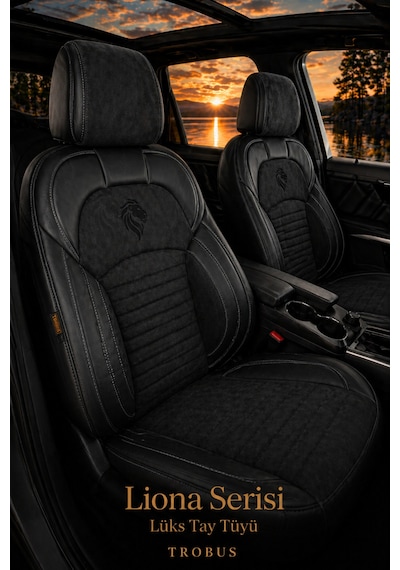 Volkswagen Caddy 2004-2020 Araca Uyumlu Premium Tay Tüyü Koltuk Kılıfı Liona Serisi Siyah