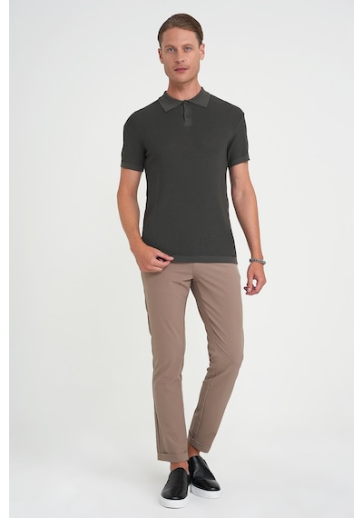Efor Comfort Fit Polo Yaka Kısa Kollu Haki Triko Tr 883 Haki