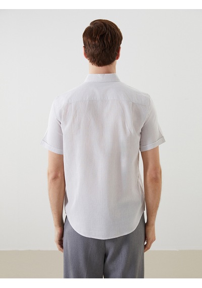 Lcwaıkıkı Classic Gri Regular Fit Keten Karışımlı Erkek Gömlek
