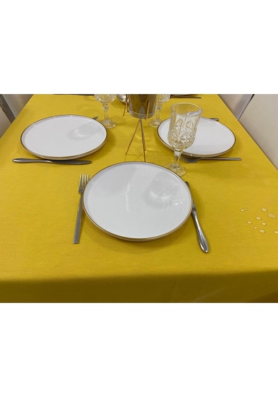 Sıvı Geçirmez Dertsiz Masa Örtüsü Sarı 25 Parça