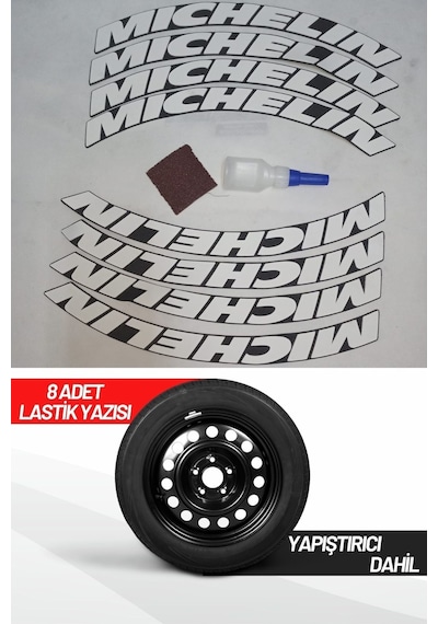 Michelin Motosiklet Ve Otomobil Araç 3d Oto Lastik Yazısı Sticker Arma 8 Adet