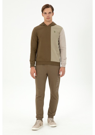 U.S. Polo Assn. Erkek Regular Fit Kapüşonlu Haki Sweatshirt 50293451-VR027