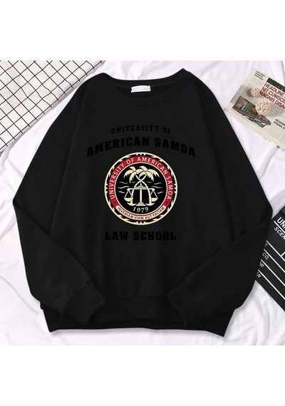 Startmore Tarzsokak Basit Moda Bayan Kazaklar Amerikan Samoa Üniversitesi Hukuk Okul Baskı Hoody Yumuşak Polar Ka Siyah