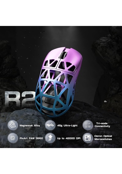 R2 Magnezyum Alaşımlı Kablosuz Gaming Mouse 48g Ultra Hafif, Pixart Paw3950 Sensör, 42000 Dpı, Bt/2.4g/kablolu Üçlü Mod, 8k Tepki Hızı, Windows/xbox/ps/mac Uyumlu Tw Purple R2 Magnezyum Alaşımlı Kablosuz Gaming Mouse 48g Ultra Hafif, Pixart Paw3950 Sensör, 42000 Dpı, Bt/2.4g/kablolu Üçlü Mod, 8k Tepki Hızı, Windows/xbox/ps/mac Uyumlu Tw Purple