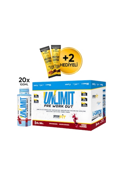 Sporfit Nutrition Unlimit Pre-workout Amino Asit Tozu 20x100 Ml Shot Vişne Aromalı + 2 X Protein Kahve Hediyeli