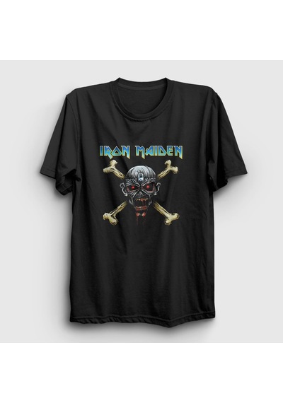Presmono Unisex Skull Iron Maiden T-shirt Siyah