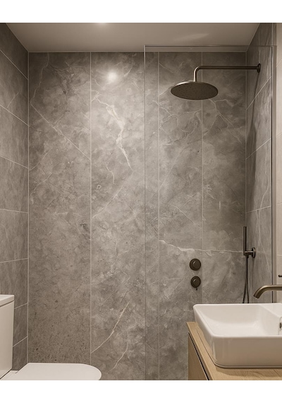 60x30cm Shiny Soft Gri Mermer Desenli Yapışkanlı Mutfak Banyo Kaplama Duvar Paneli Kağıdı Cf-101 Gri