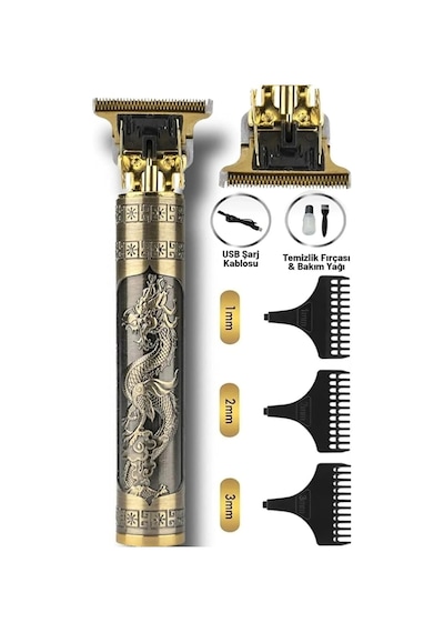 Metal Gövdeli Tıraş Makinesi T-bıçaklı Saç, Sakal Ve Ense Kesme Makinesi, Şarjlı Profesyonel Trimmer, Lazer Çizim Ve Epilasyon Öncesi Bakım İçin Tıraş Makinesi Diğer