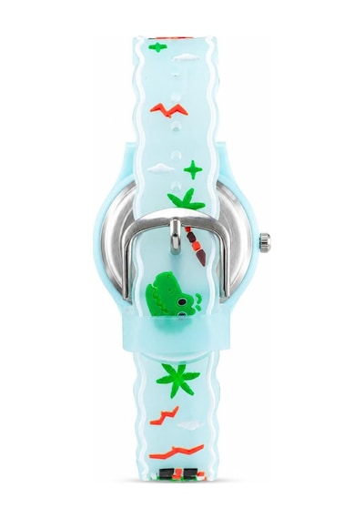 Erkek Çocuk Turkuaz Dinozor Desenli Silikon Kordon Analog Kol Saati St-304442 Beyaz