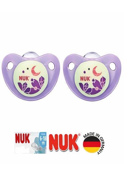 Nuk Night & Day Ortodontik Silikon Emzik 6-18 Ay İkili / Mor