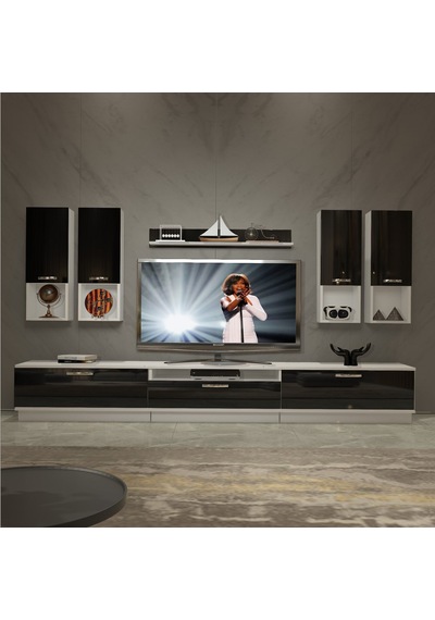 Decoraktiv Trendstyle 8da Slm Tv Ünitesi Tv Sehpası Beyaz - Siyah