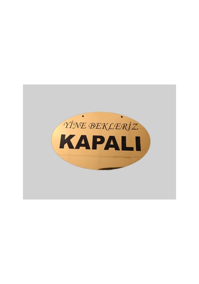 Lüks Gold Aynalı Pleksi Ve Ahşap Çerçeveli Çift Taraflı Açık / Kapalı Kapı Tabelası - 21x13 Cm