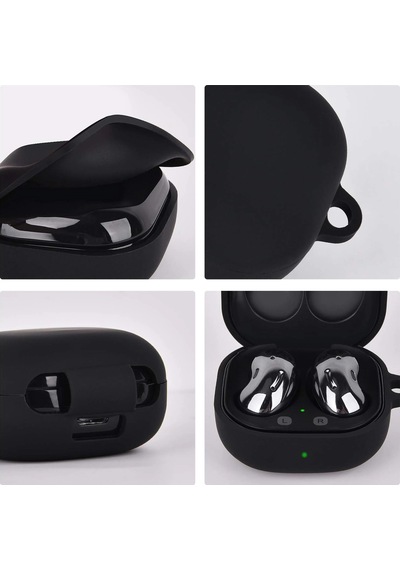 Caseonn Samsung Uyumlu Galaxy Buds 2 - Buds 2 Pro Kılıf Askı Aparatlı Mat Silikon Siyah
