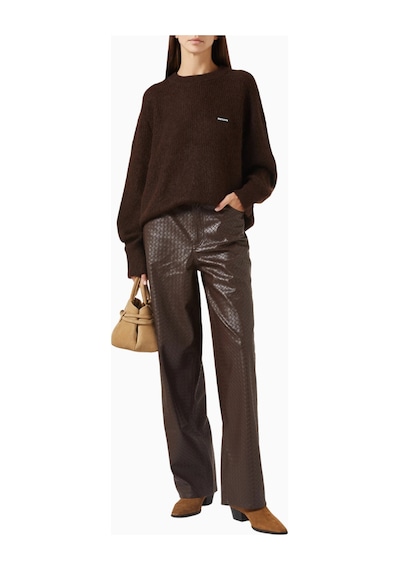 Rotate Birger Christensen Oversized, Mohair Ve Yün Karışımı Kadın Kazak Kahverengi