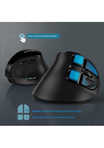 Kenly MC200 Bluetooth Şarj Edilebilir Kablosuz Dikey  Sessiz Mouse