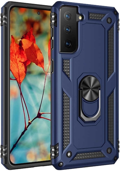 Samsung Uyumlu Galaxy S21 Plus Kılıf Sert Silikon Yüzüklü Stand Özellikli Kapak