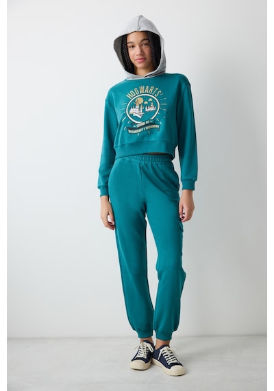 Penti Petrol Yeşili Harry Potter Baskılı Kapüşonlu Sweatshirt Petrol Mavısı Petrol Mavisi