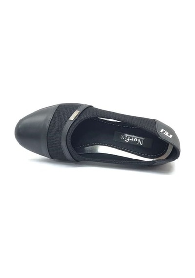 Norfix 021 Kadın Dolgu Topuklu Comfort Ayakkabı Siyah Krem