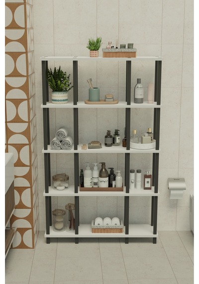 Ravina 5 Katlı Banyo Düzenleyici Çok Raflı Banyo Organizeri Çok Amaçlı Banyo Düzenleyici - Beyaz Beyaz
