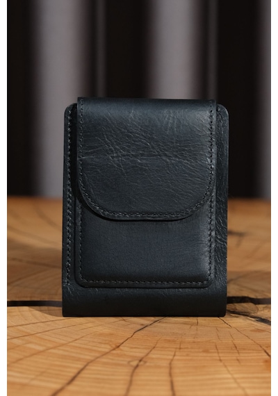 Lenax Leather Mono Hakiki Deri Erkek Cüzdan Gerçek Deri Kartlık Ve Bozuk Para Bölmeli Siyah
