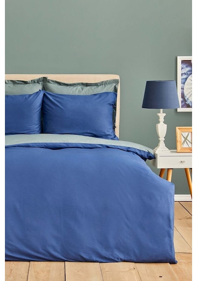 Karaca Home Basic Lacivert Petrol %100 Pamuk Çift Taraflı Çift Kişilik Nevresim Takımı Lacivert