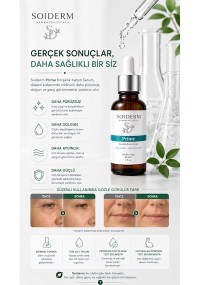 Soiderm Prime Kırışıklık Karşıtı Serum Kolajen + Niacinamide