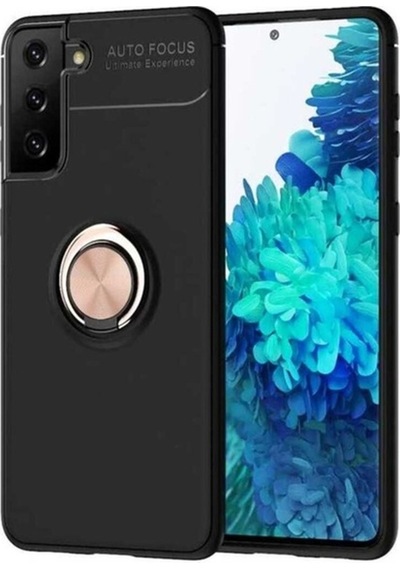 Galaxy S21 Plus Kılıf Zore Ravel Silikon Kapak Siyah-Rose Gold