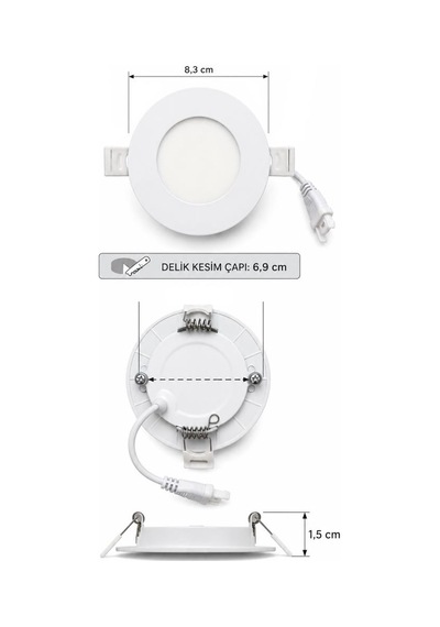 Cata Ct-5144b 3w Slim Led Panel 6400k Beyaz Işık Sıva Altı Spot Lamba