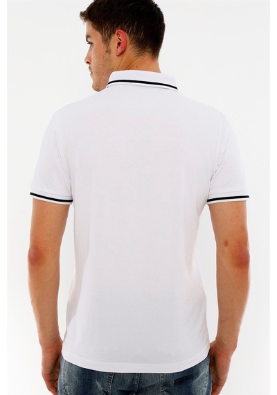 T8586 Dewberry Erkek Polo Yaka T-shırt-beyaz Beyaz